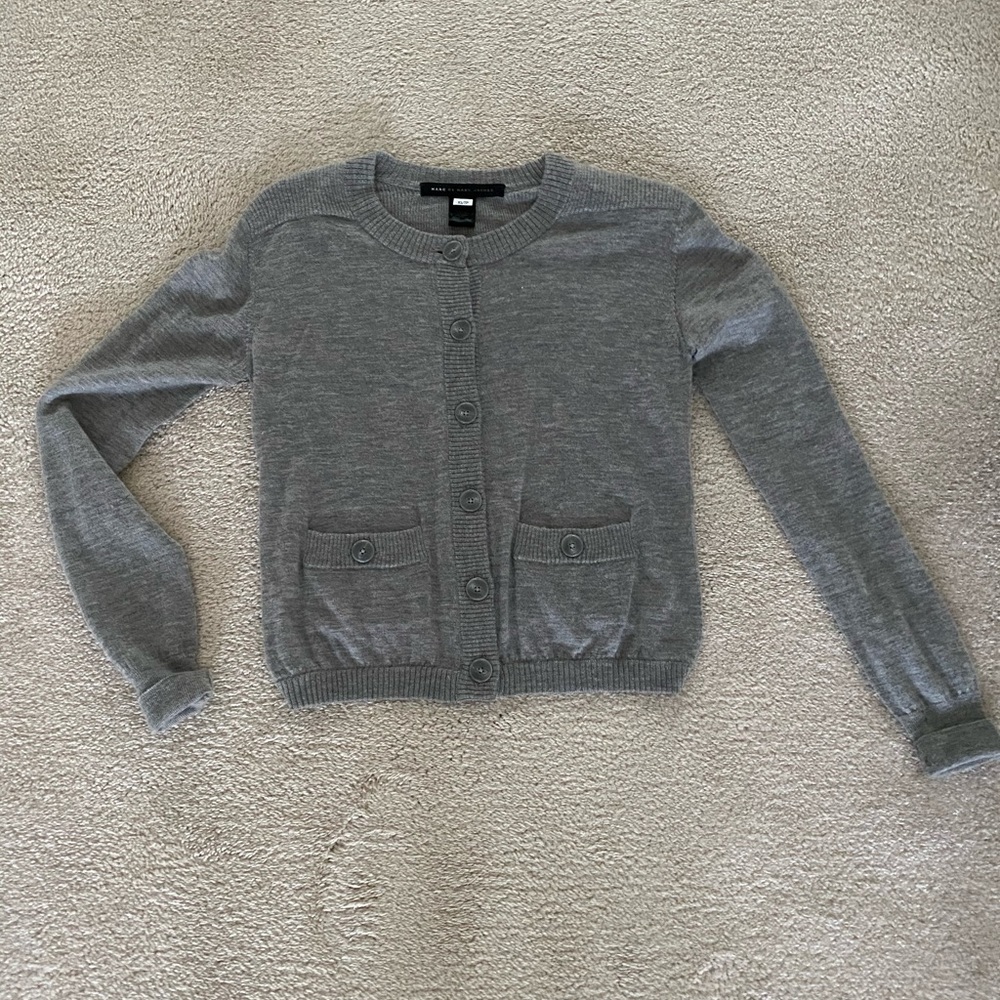 Marc Jacobs gray silk/cotton cardigan